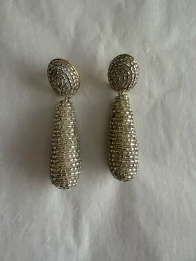 BaubleBar Silver Beaded Dangle Drop Teardrop Earrings